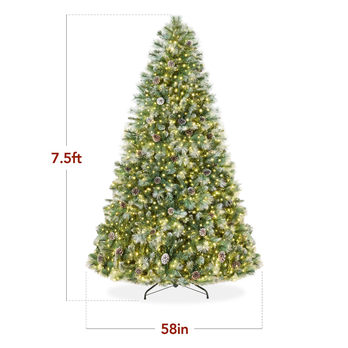 Pre-Lit Frosted Artificial Scotch Pine Christmas Tree w/ Metal Stand