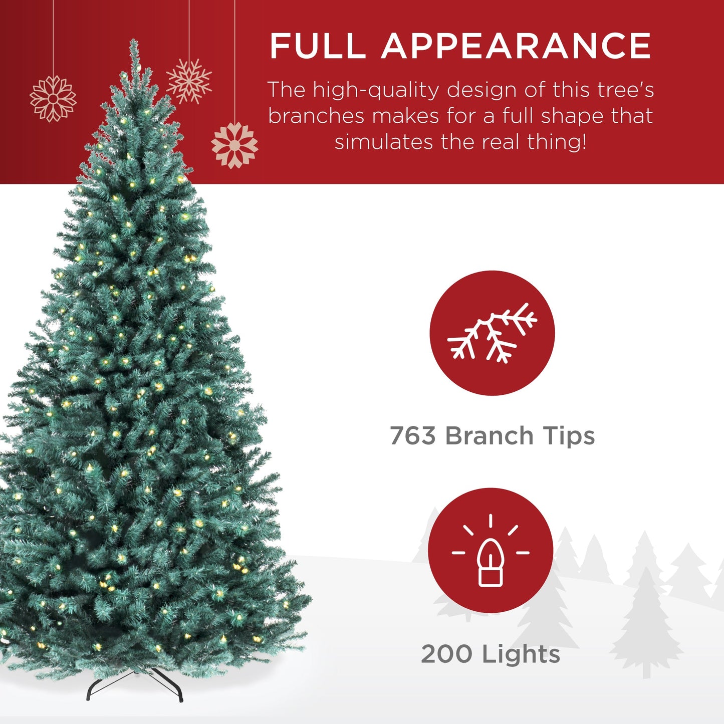 Pre-Lit Blue Spruce Christmas Tree w/ Foldable Base, Incandescent Lights