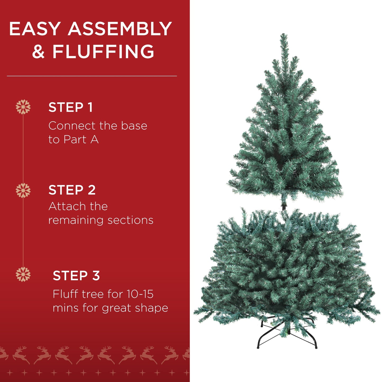 Pre-Lit Blue Spruce Christmas Tree w/ Foldable Base, Incandescent Lights