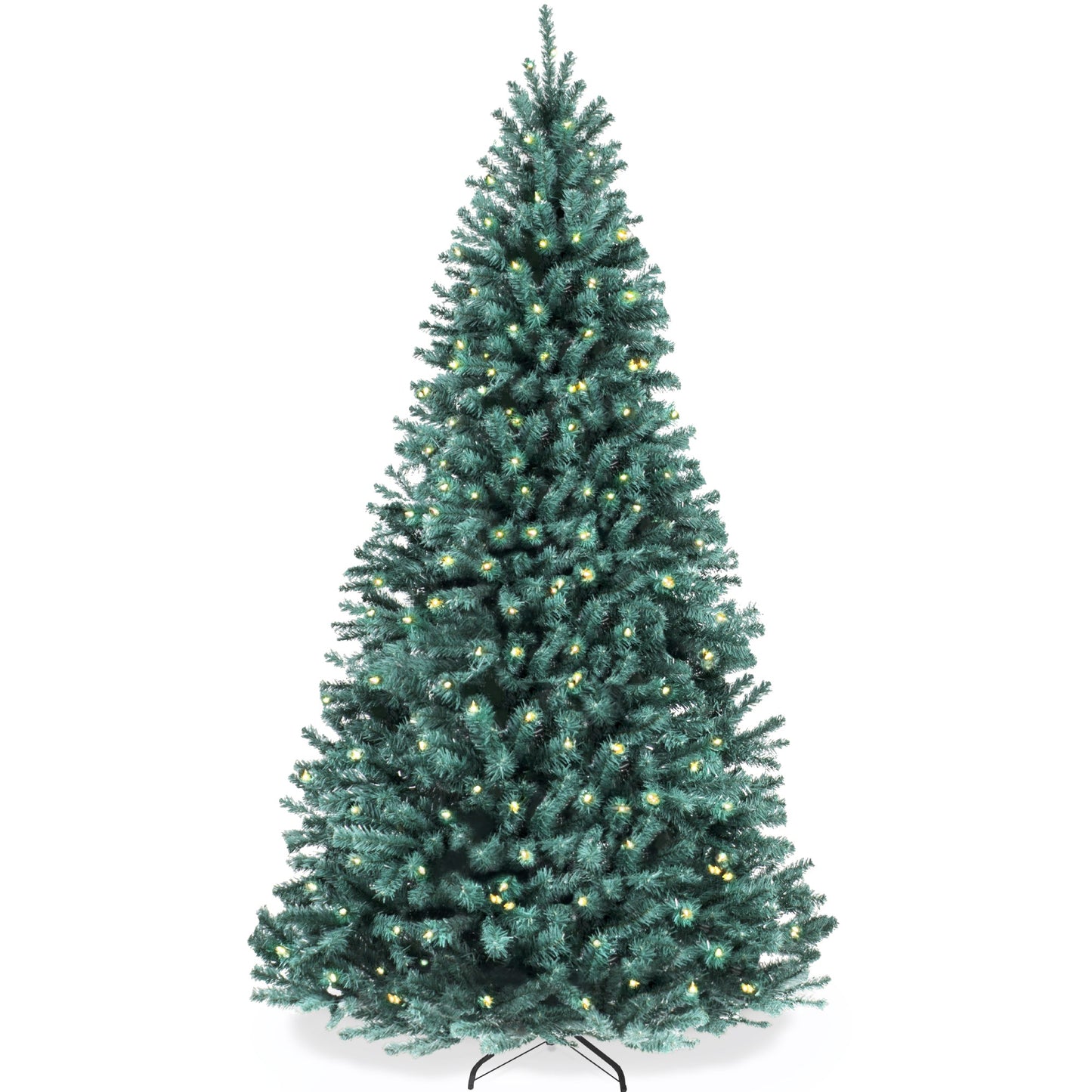 Pre-Lit Blue Spruce Christmas Tree w/ Foldable Base, Incandescent Lights