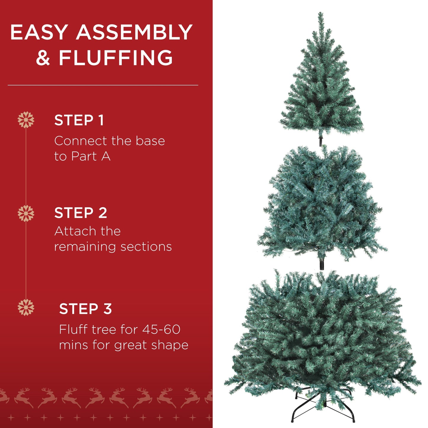 Pre-Lit Blue Spruce Christmas Tree w/ Foldable Base, Incandescent Lights