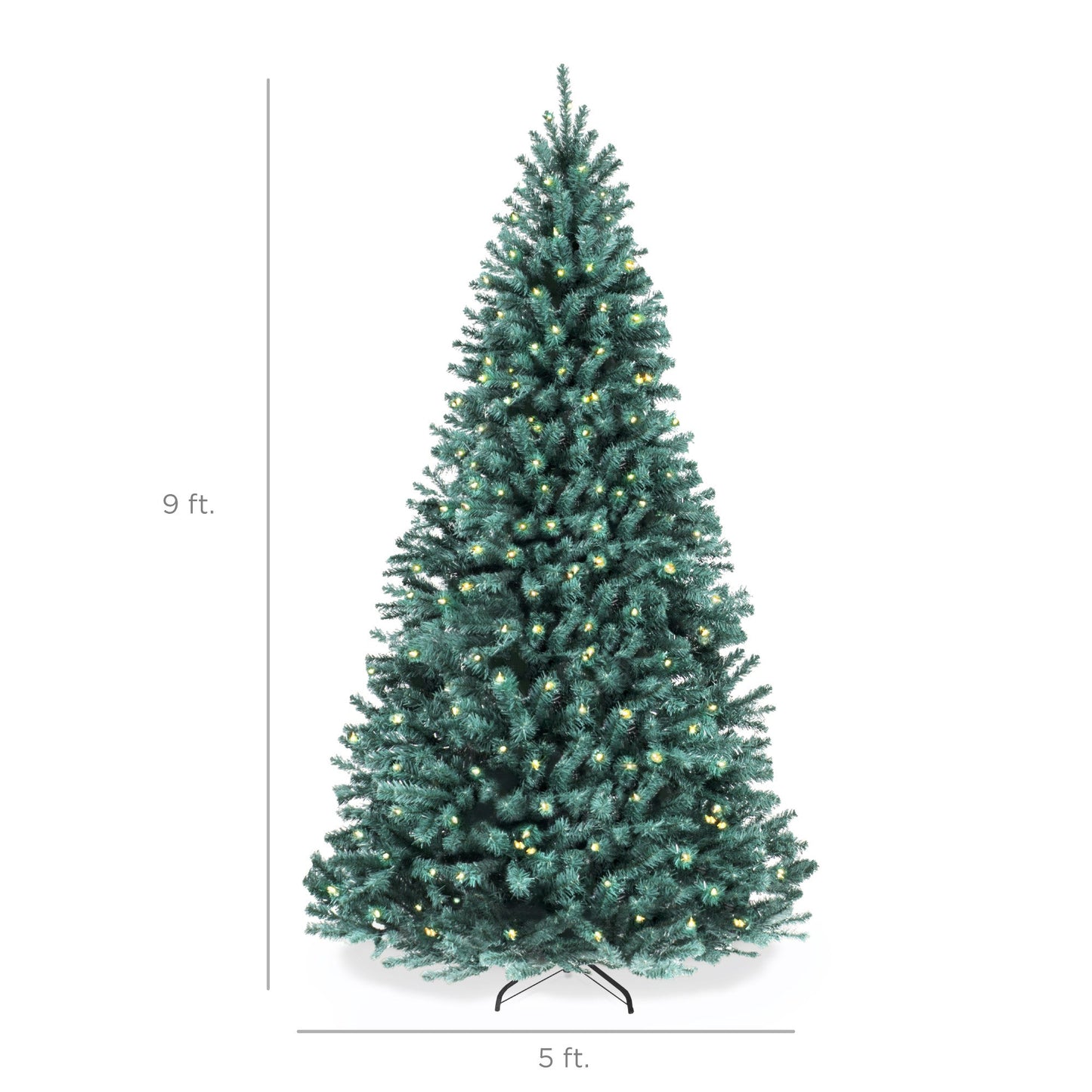 Pre-Lit Blue Spruce Christmas Tree w/ Foldable Base, Incandescent Lights