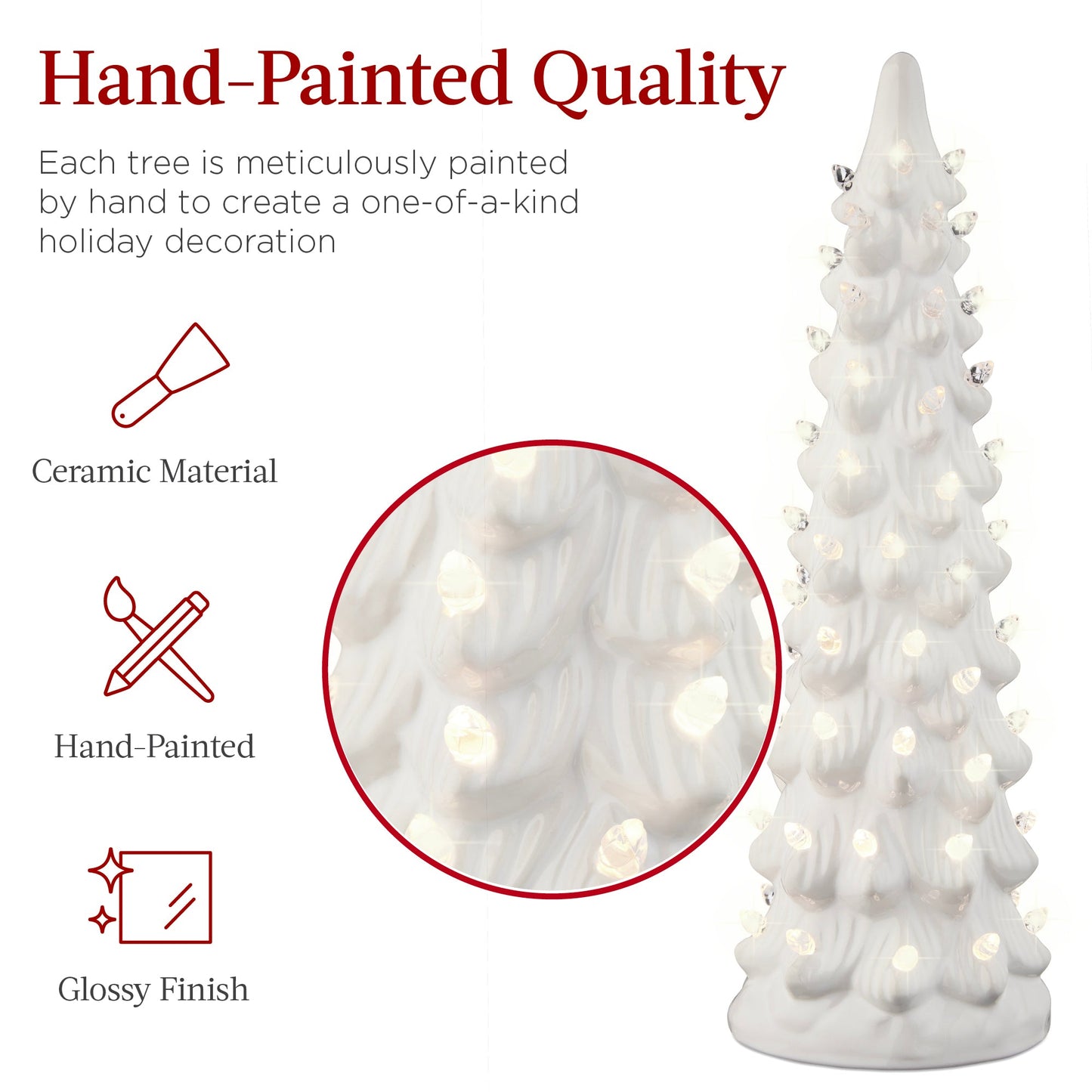 Set of 3 Pre-Lit Ceramic Tabletop Christmas Trees
