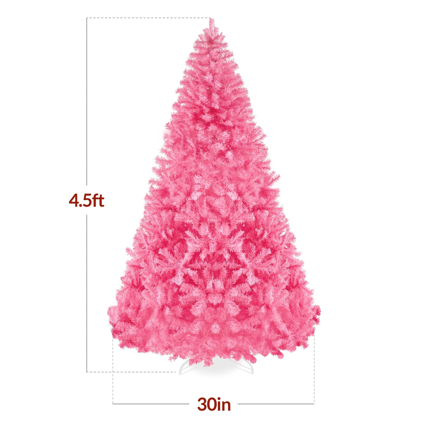 Artificial Pink Christmas Tree, Unlit Pine Design w/Easy Assembly