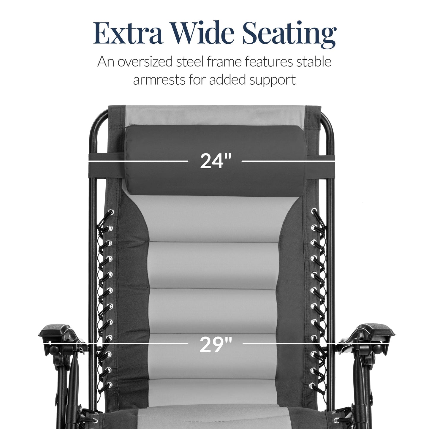 Oversized Padded Zero Gravity Chair, Folding Recliner w/ Headrest, Side Tray