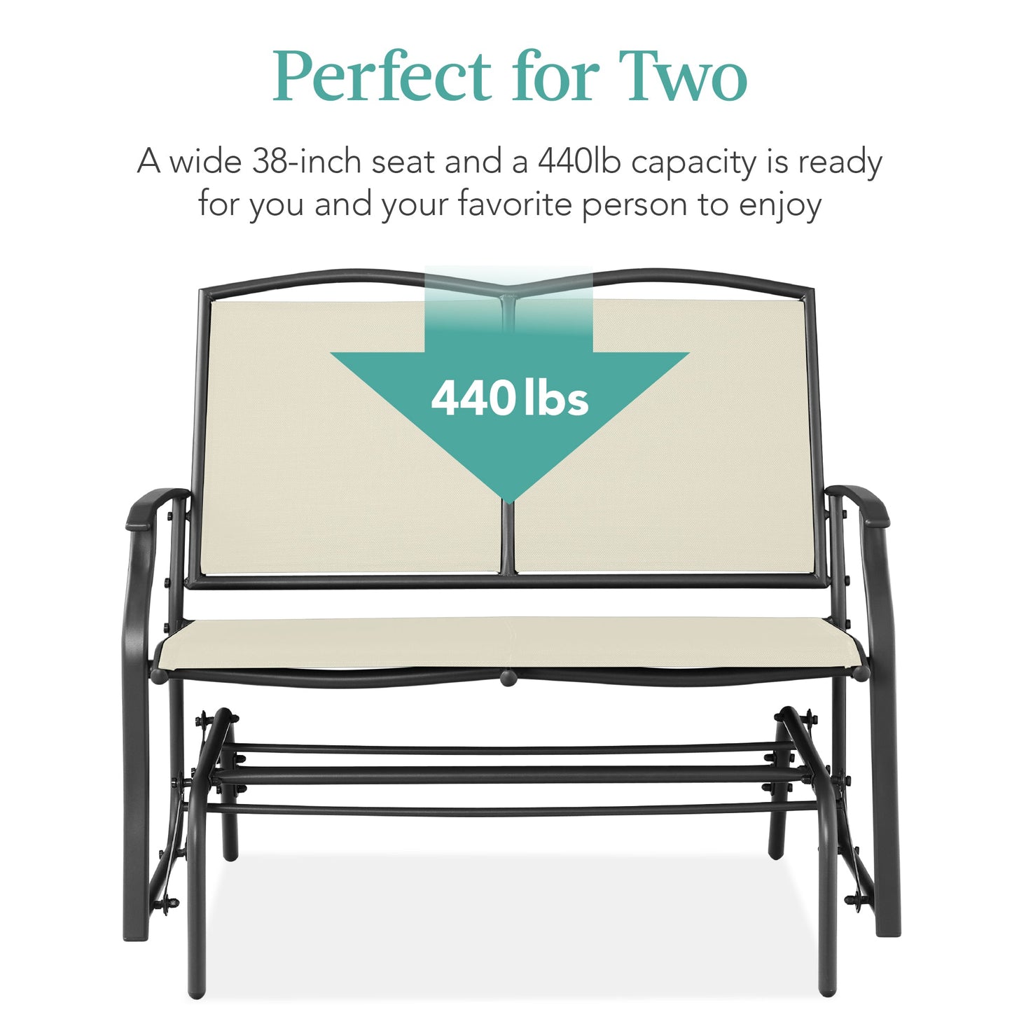 2-Person Patio Loveseat Swing Glider, Bench Rocker w/ Armrests