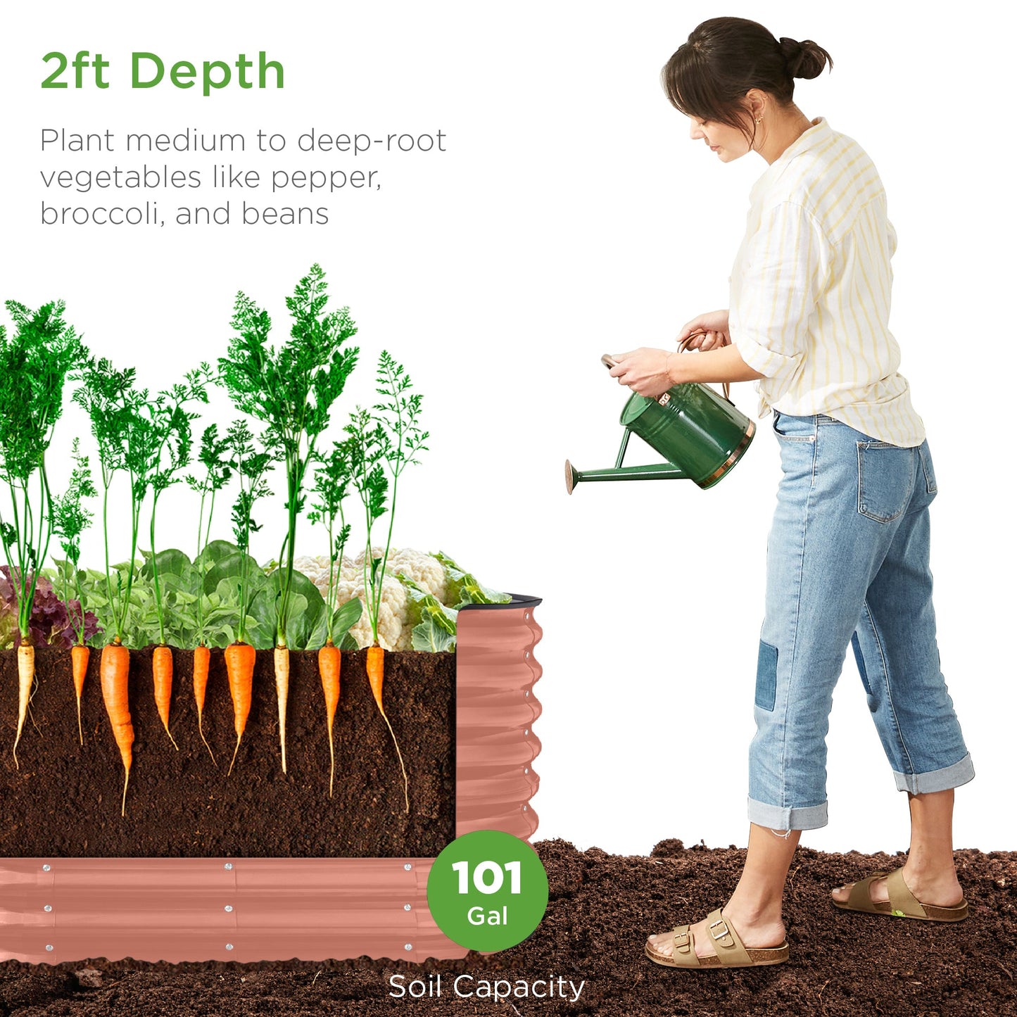 Outdoor Raised Metal Oval Garden Bed, Planter Box - 4x2x2ft