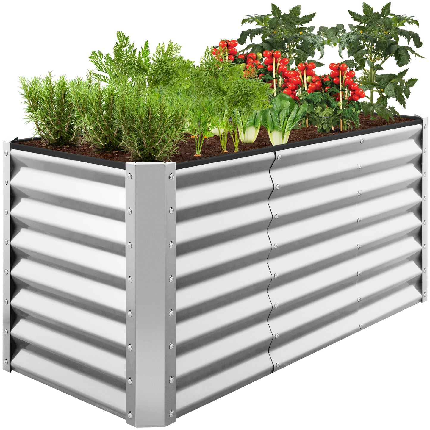 Outdoor Raised Metal Garden Bed for Vegetables, Flowers, Herbs - 4x2x2ft