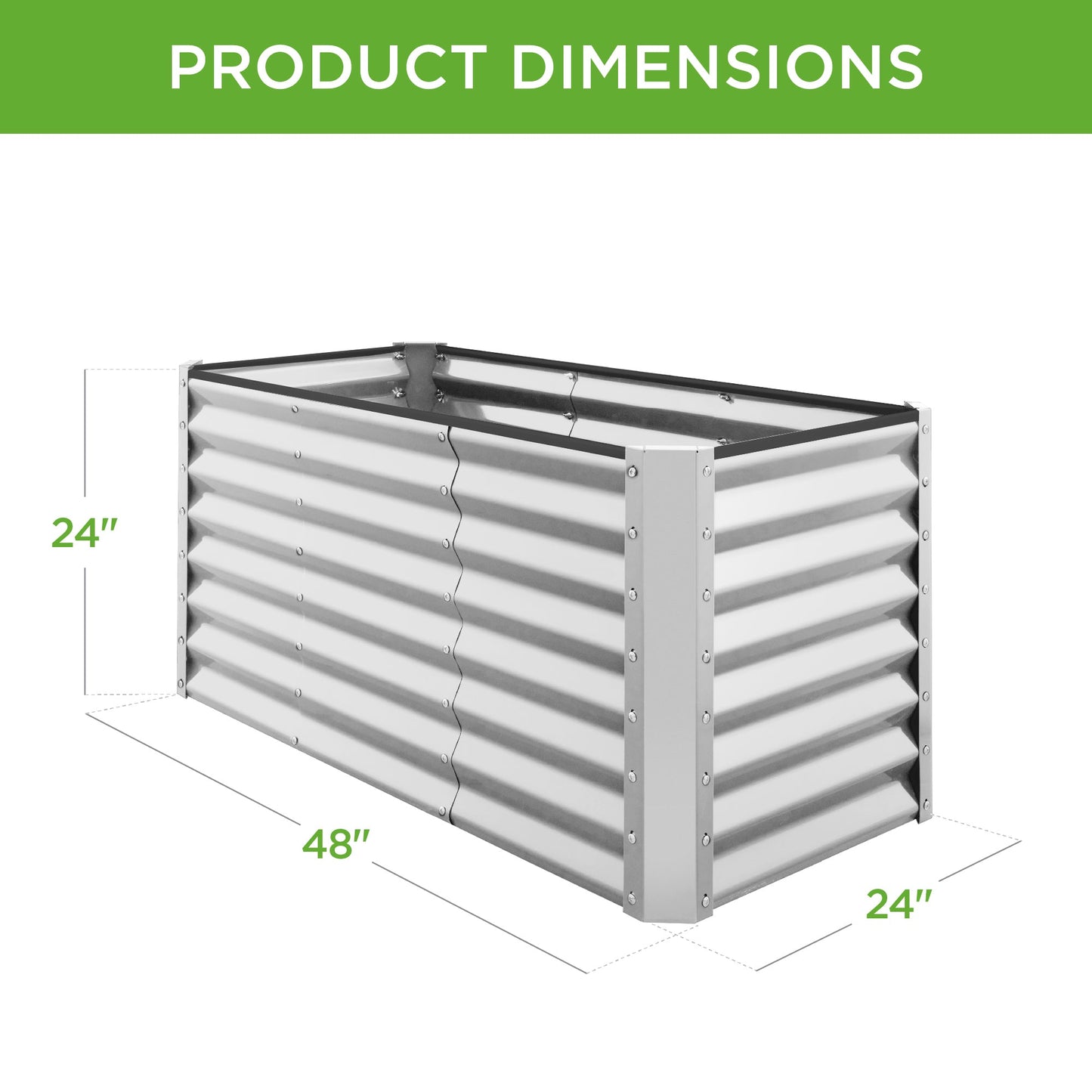 Outdoor Raised Metal Garden Bed for Vegetables, Flowers, Herbs - 4x2x2ft