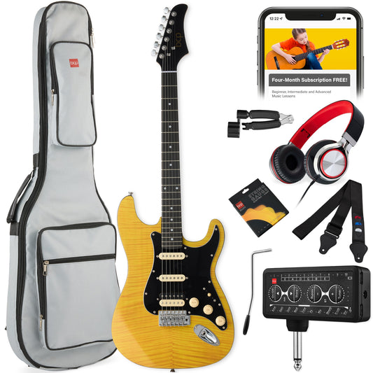 Beginner Electric Guitar Kit w/ Headphone Amp, Padded Gig Bag, Headphones