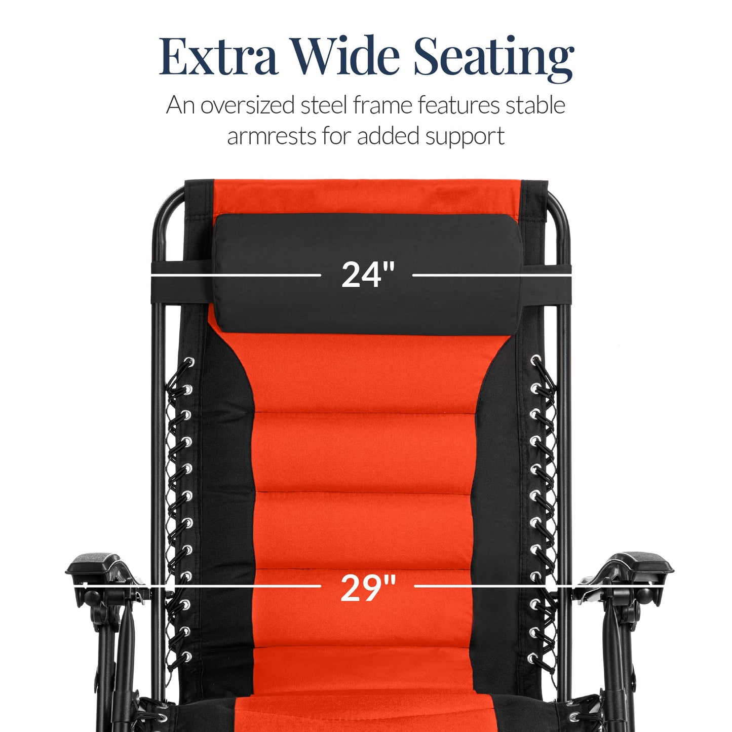 Oversized Padded Zero Gravity Chair, Folding Recliner w/ Headrest, Side Tray