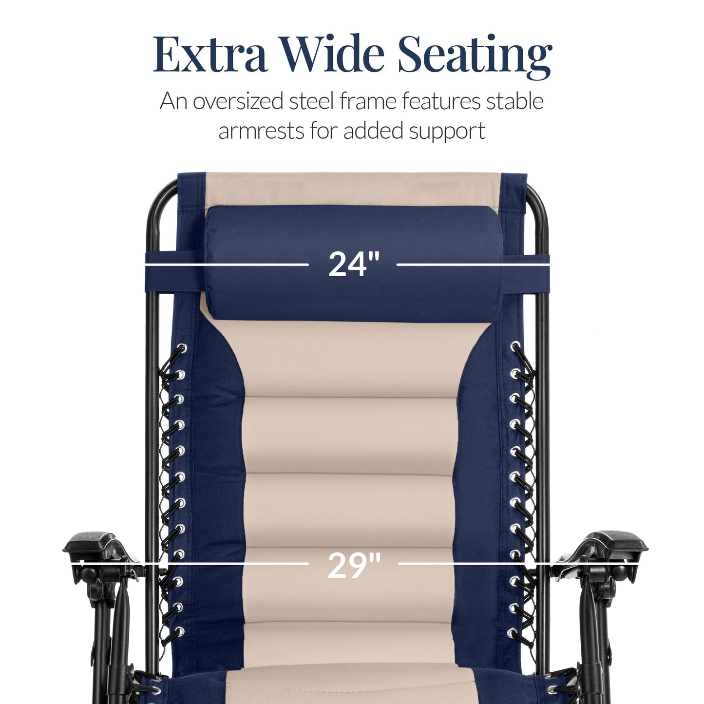 Oversized Padded Zero Gravity Chair, Folding Recliner w/ Headrest, Side Tray