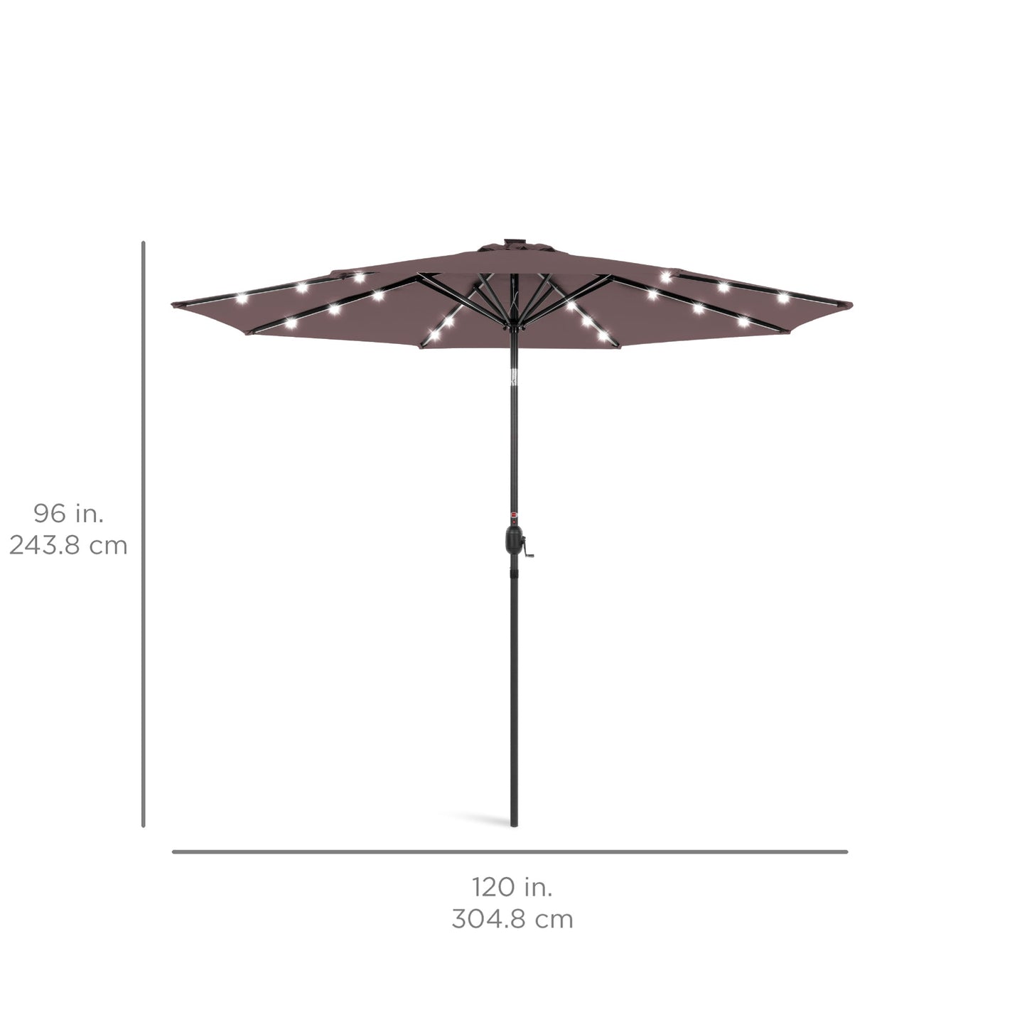 Solar LED Lighted Patio Umbrella w/ Tilt Adjustment, UV-Resistant - 10ft