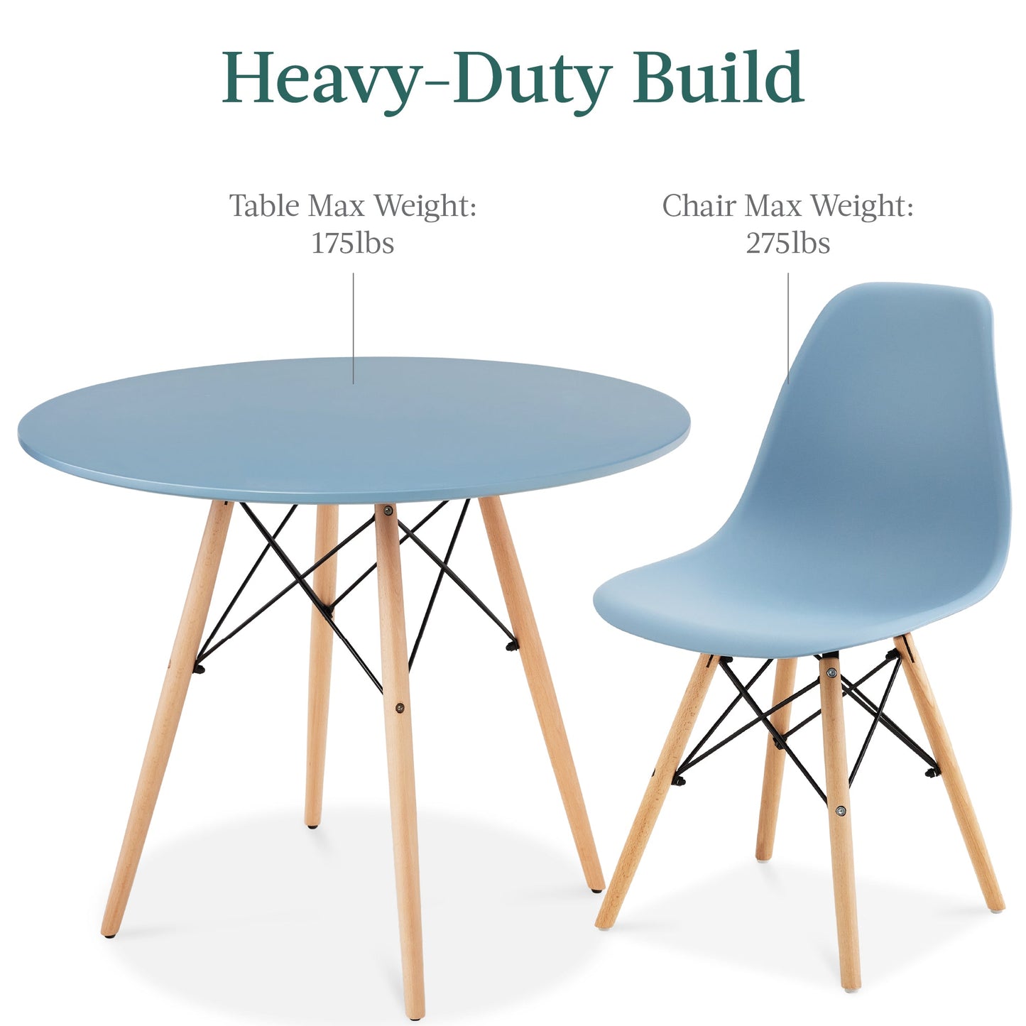 5-Piece Mid-Century Modern Dining Set w/ 4 Chairs, Wooden Legs, Metal Frame