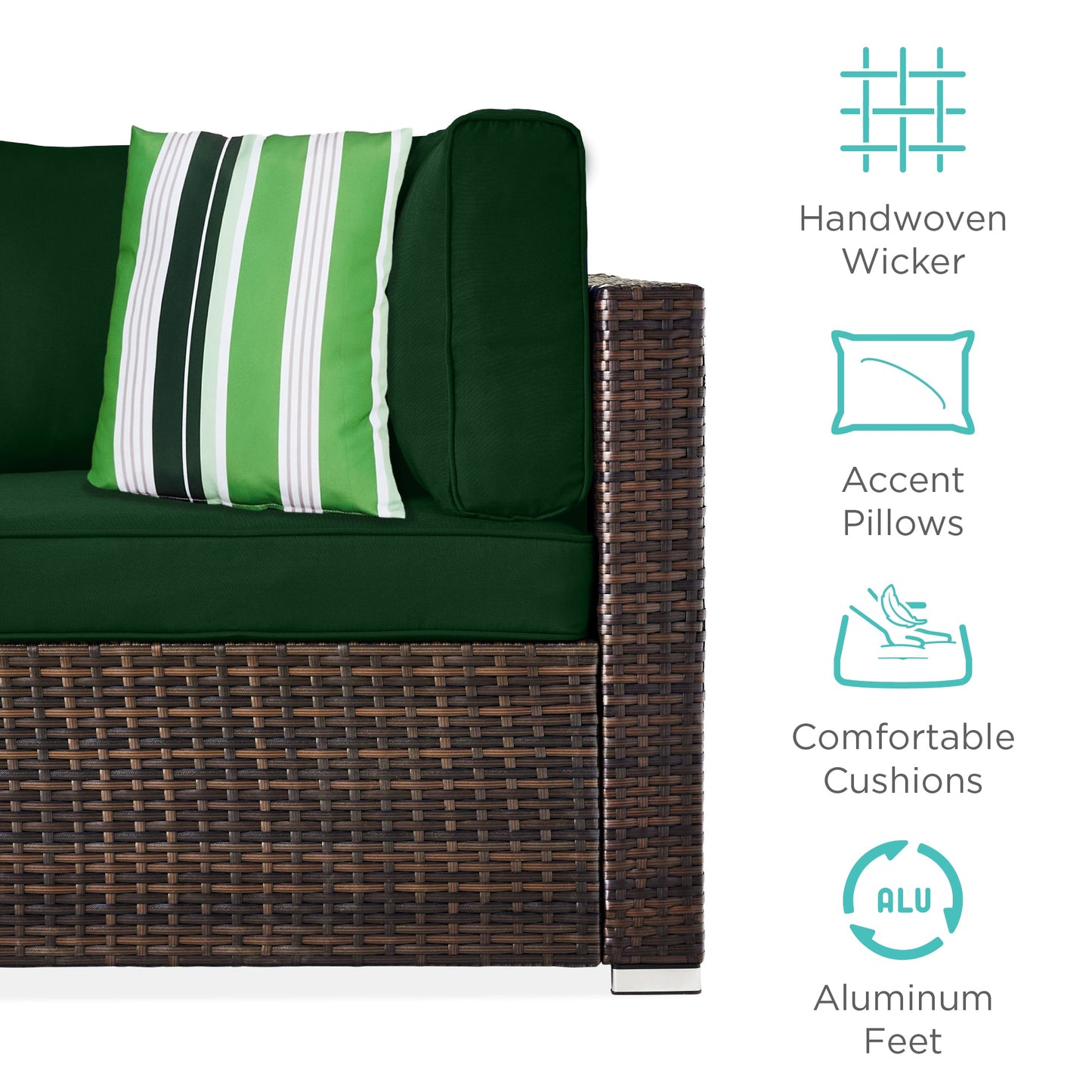 7-Piece Modular Wicker Sectional Conversation Set w/ 2 Pillows, Cover