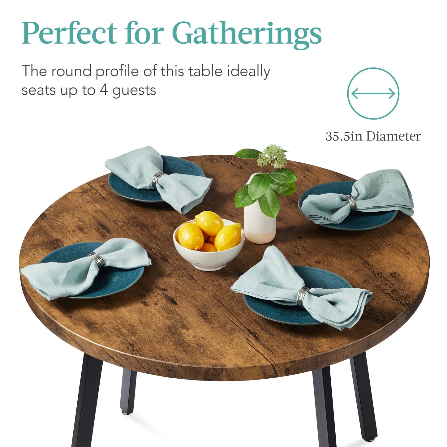 Round Dining Table w/Steel Legs