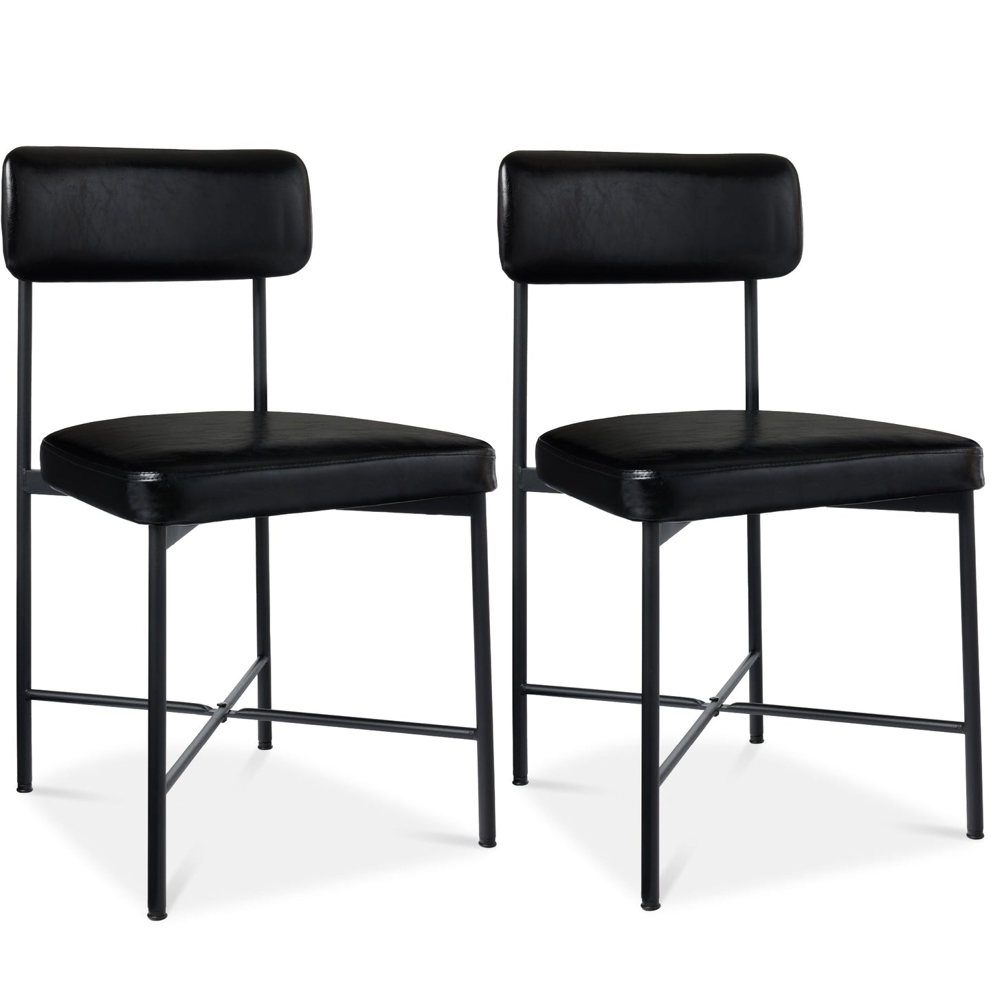 Dining Chair Set of 2, Faux Leather, Standard Height, Metal Frame