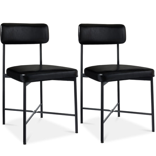 Dining Chair Set of 2, Faux Leather, Standard Height, Metal Frame