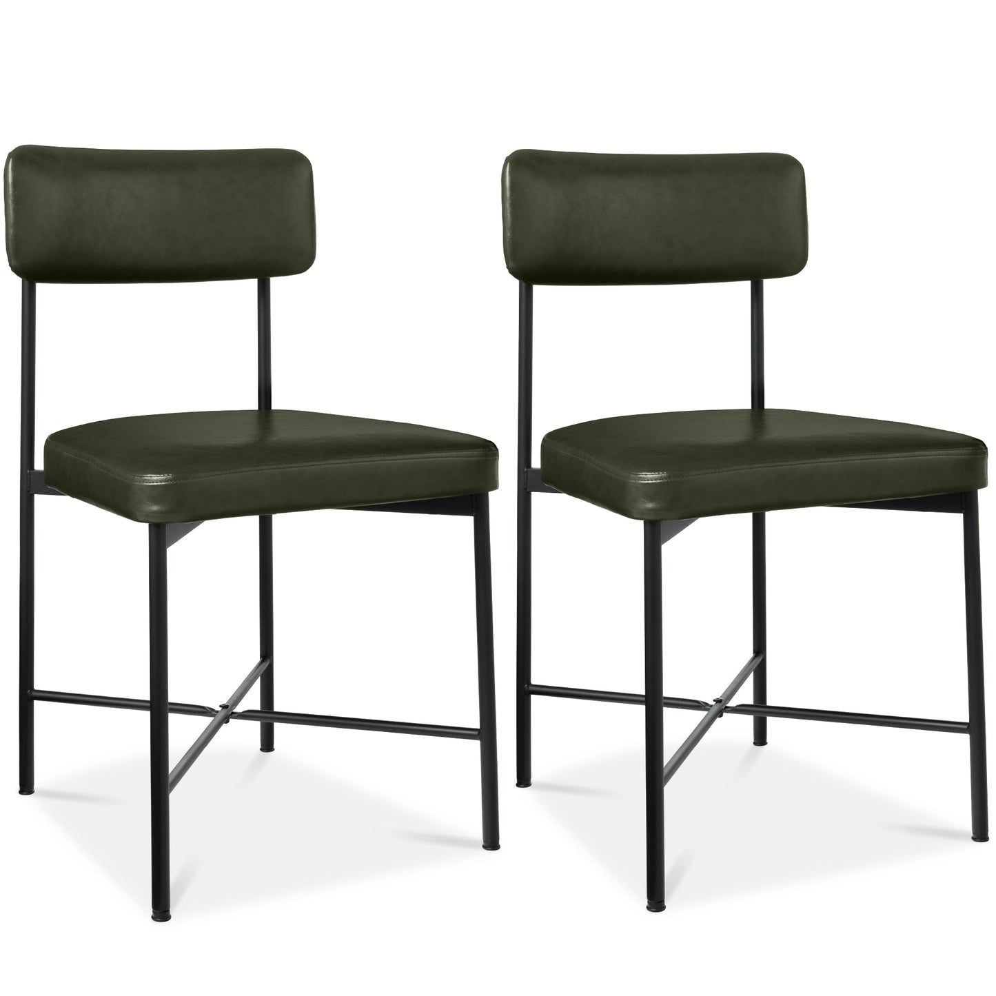 Dining Chair Set of 2, Faux Leather, Standard Height, Metal Frame