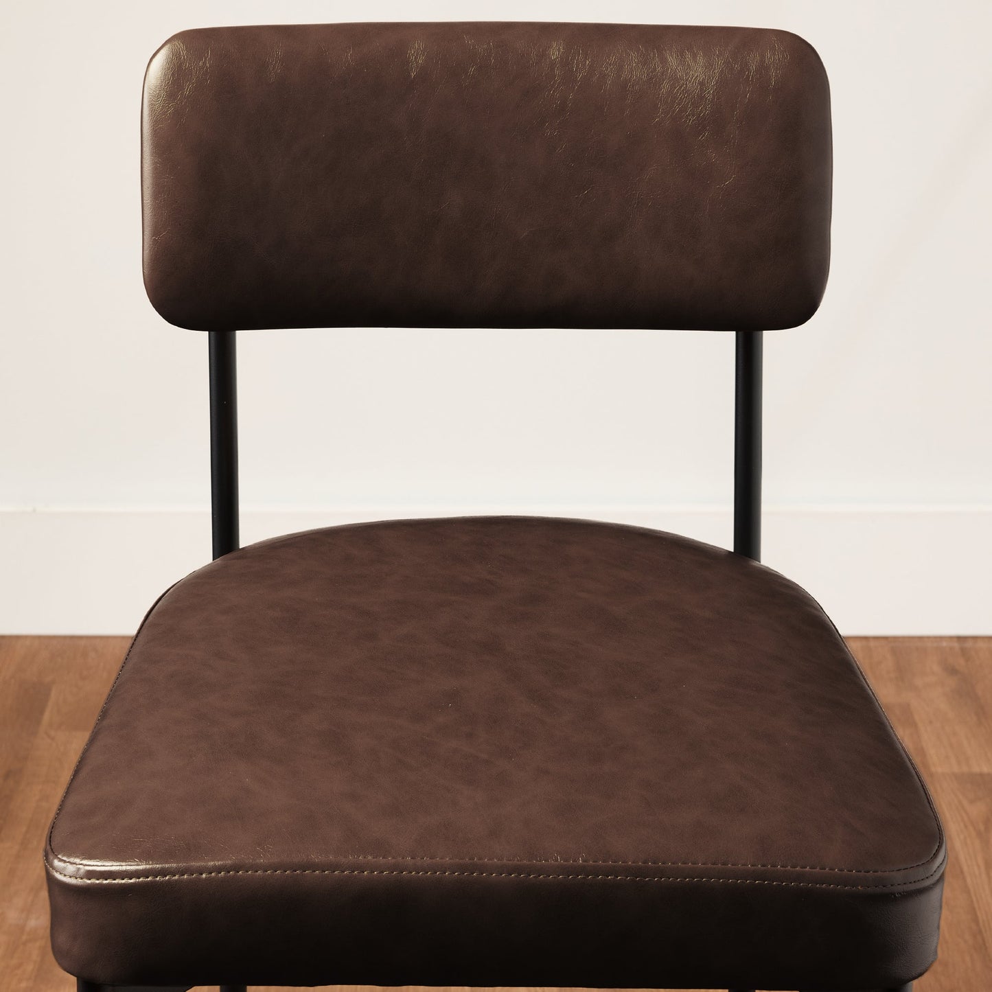 Set of 2 Armless Counter Height Bar Stools, Modern PU Faux Leather Stools