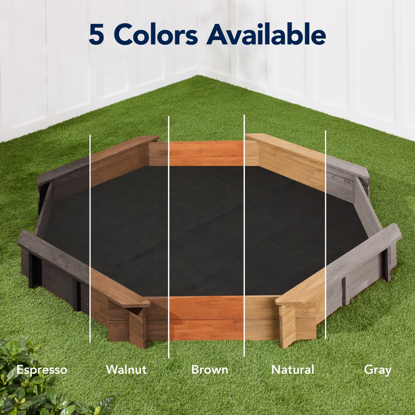 Kid's Wooden Octagonal Sandbox w/ Sand Cover, 4 Reinforced Benches, 8 Seats