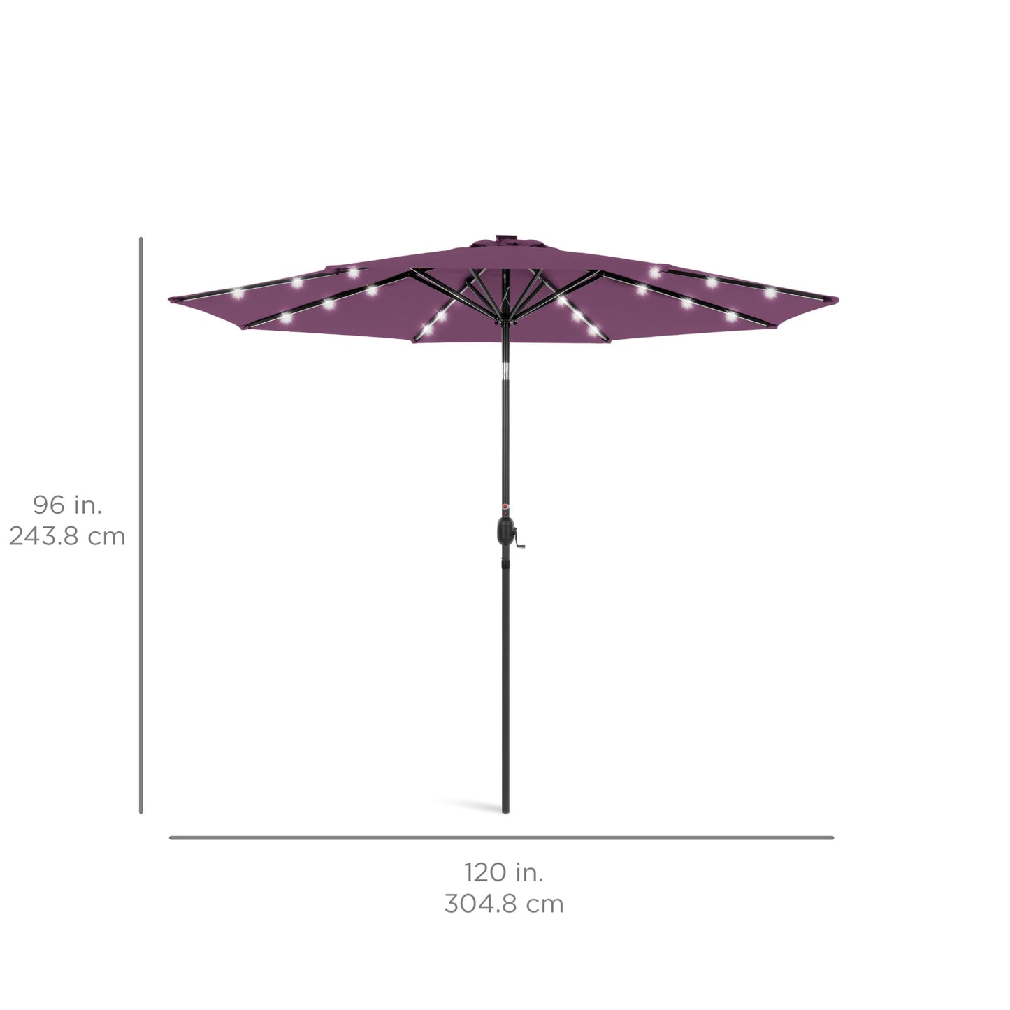 Solar LED Lighted Patio Umbrella w/ Tilt Adjustment, UV-Resistant - 10ft