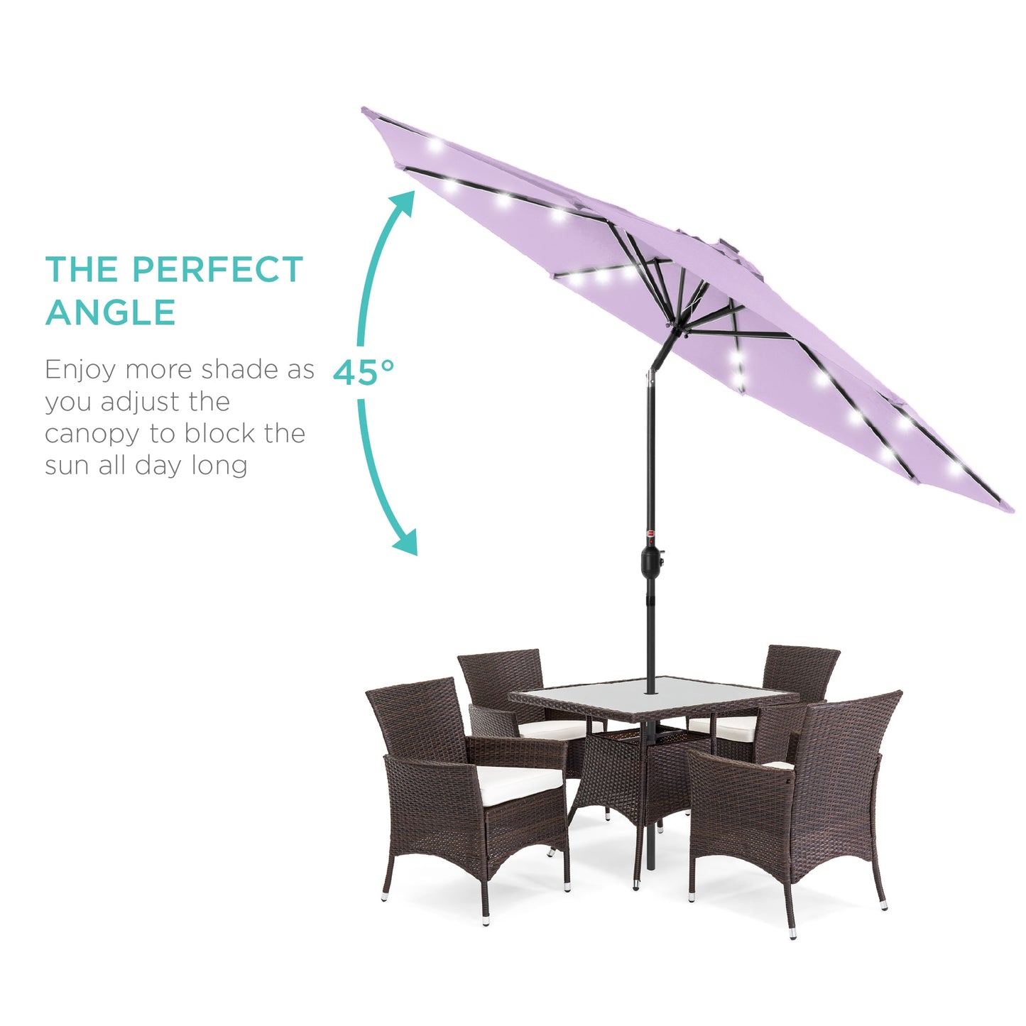 Solar LED Lighted Patio Umbrella w/ Tilt Adjustment, UV-Resistant - 10ft