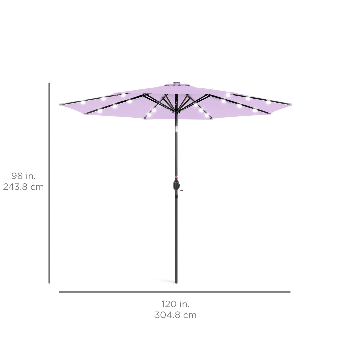 Solar LED Lighted Patio Umbrella w/ Tilt Adjustment, UV-Resistant - 10ft