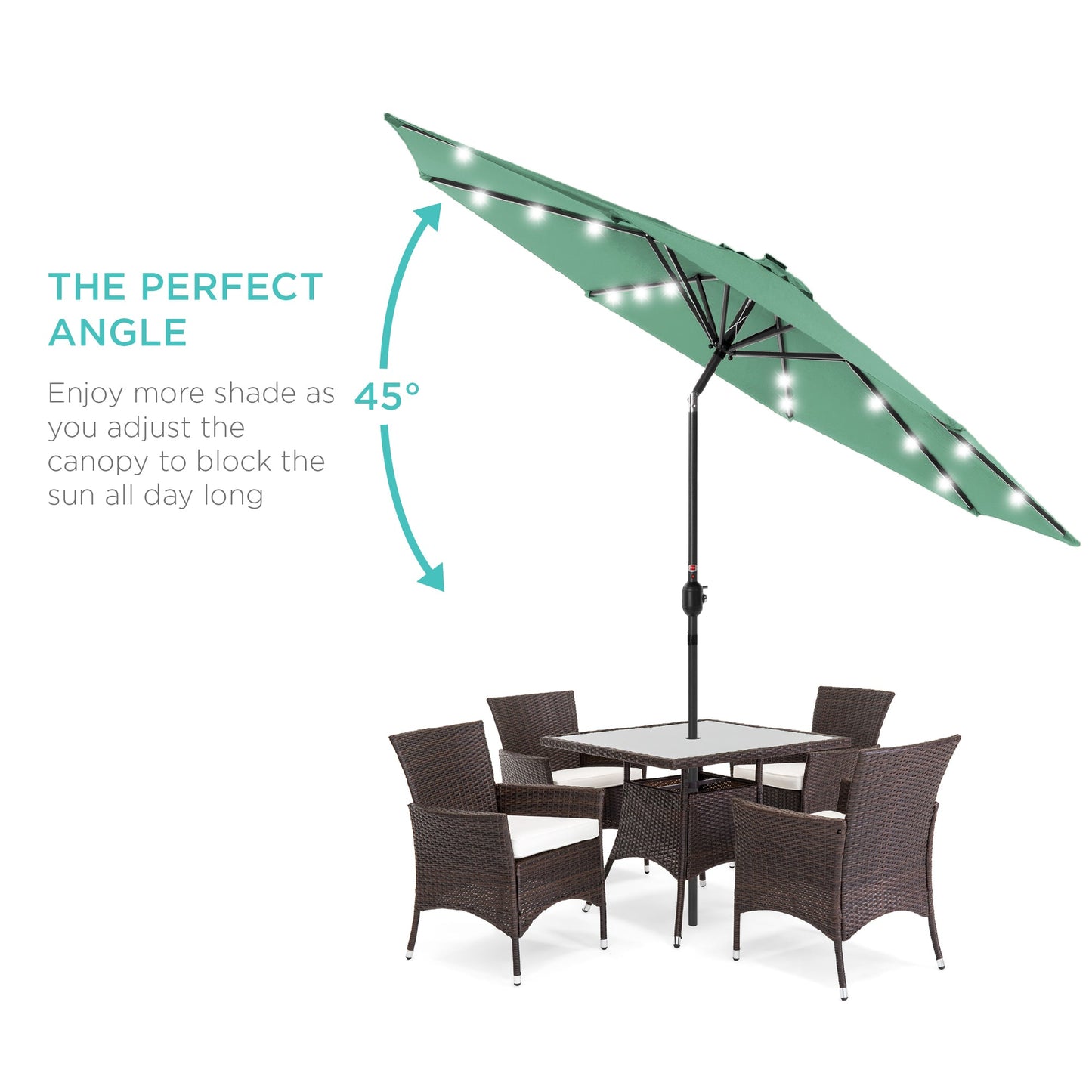 Solar LED Lighted Patio Umbrella w/ Tilt Adjustment, UV-Resistant - 10ft