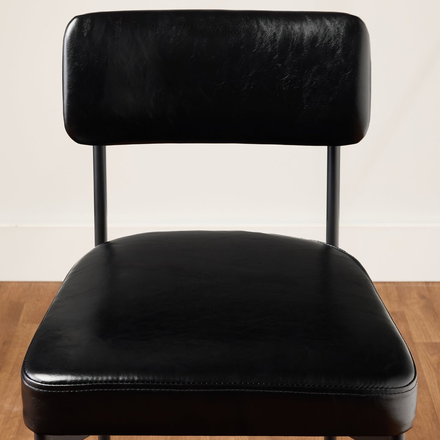 Set of 3 Armless Counter Height Bar Stools, Modern PU Faux Leather Stools