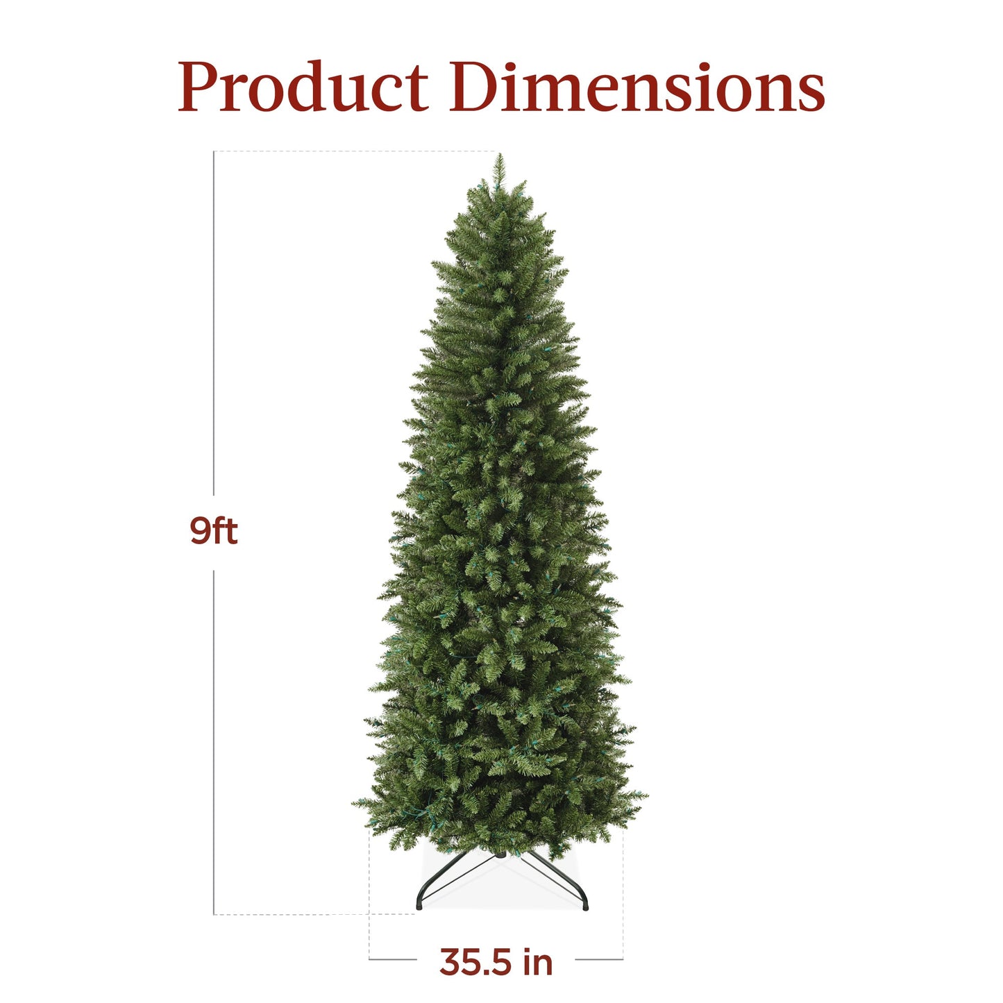 Prelit Spruce Pencil Christmas Tree w/ 2-In-1 LED Lights