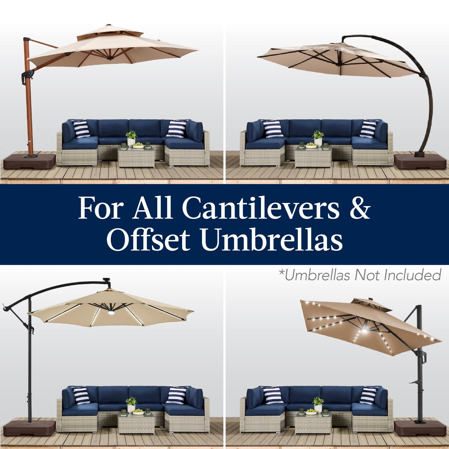 Fillable Heavy-Duty Cantilever Umbrella Base w/ 330lb Capacity