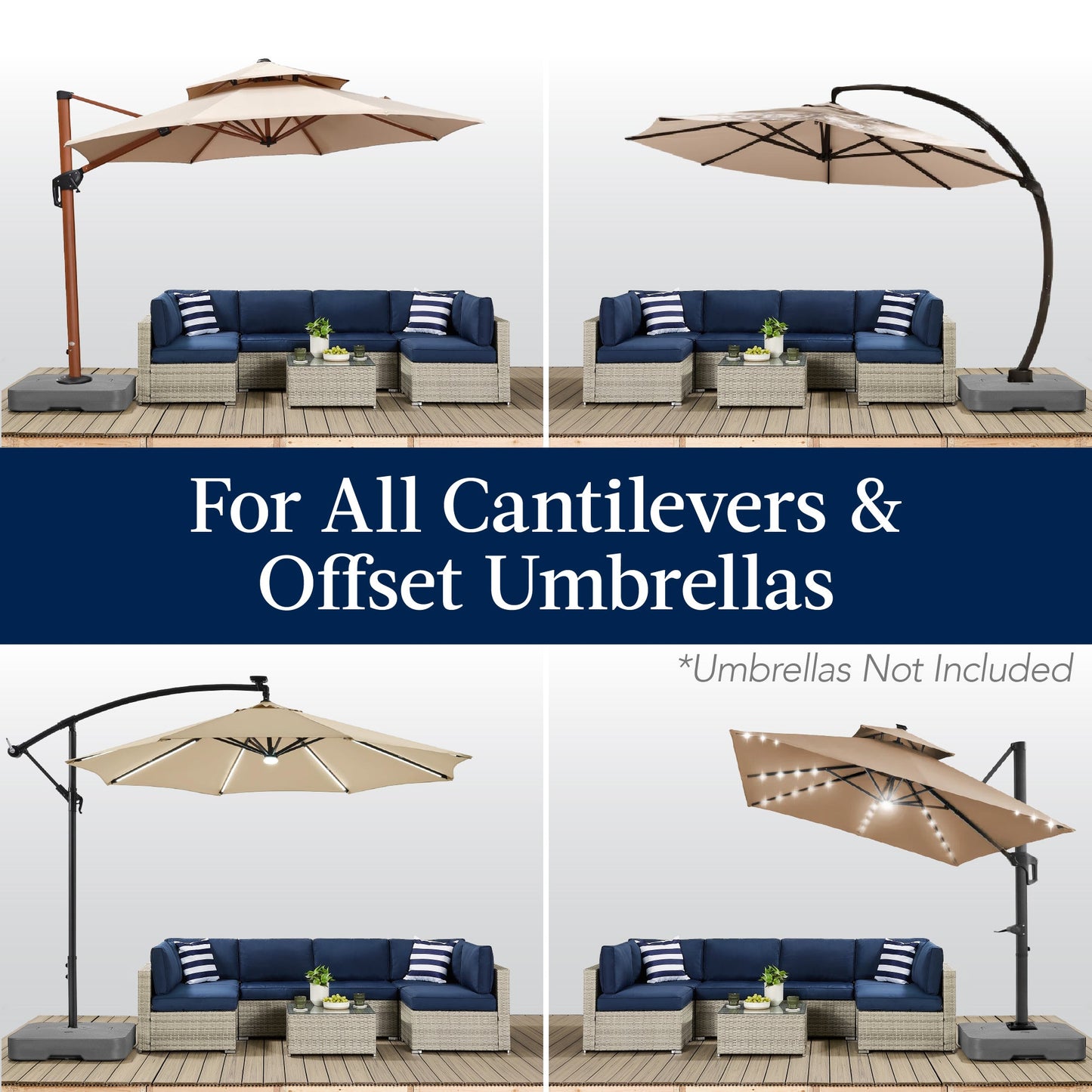 Fillable Heavy-Duty Cantilever Umbrella Base w/ 330lb Capacity