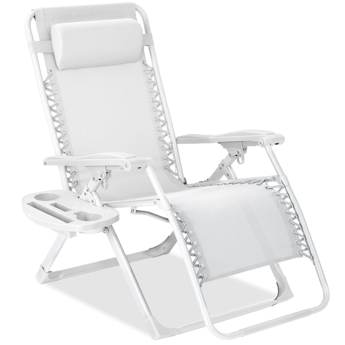 Monochromatic Zero Gravity Patio Chair Recliner w/ Side Tray, Headrest