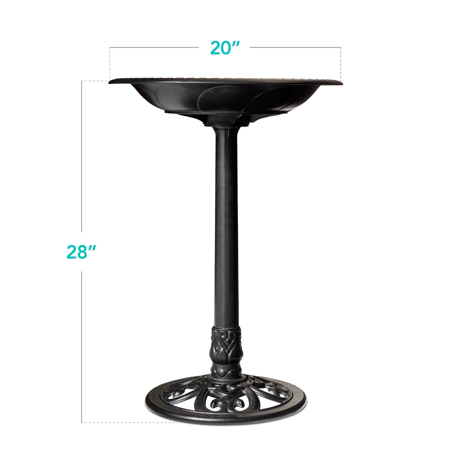 Vintage Outdoor Garden Bird Bath w/ Fleur-de-Lis Accents