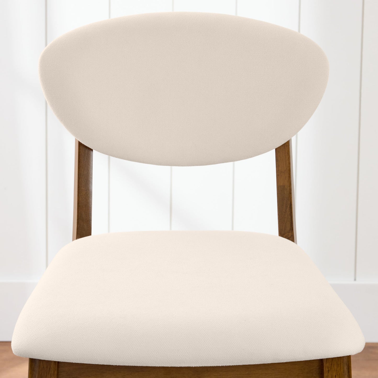 2-Piece Mid-Century Modern Wood & Upholstered Counter Height Bar Stool Set