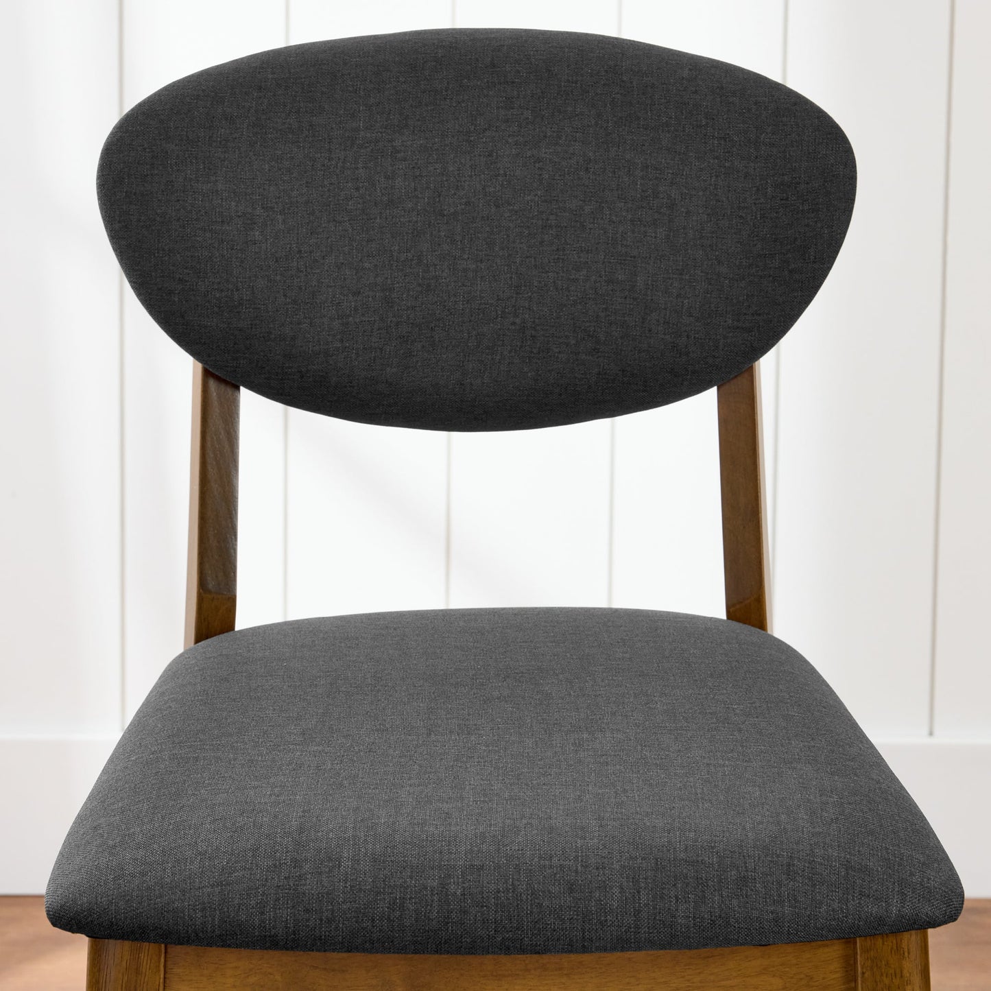 2-Piece Mid-Century Modern Wood & Upholstered Counter Height Bar Stool Set