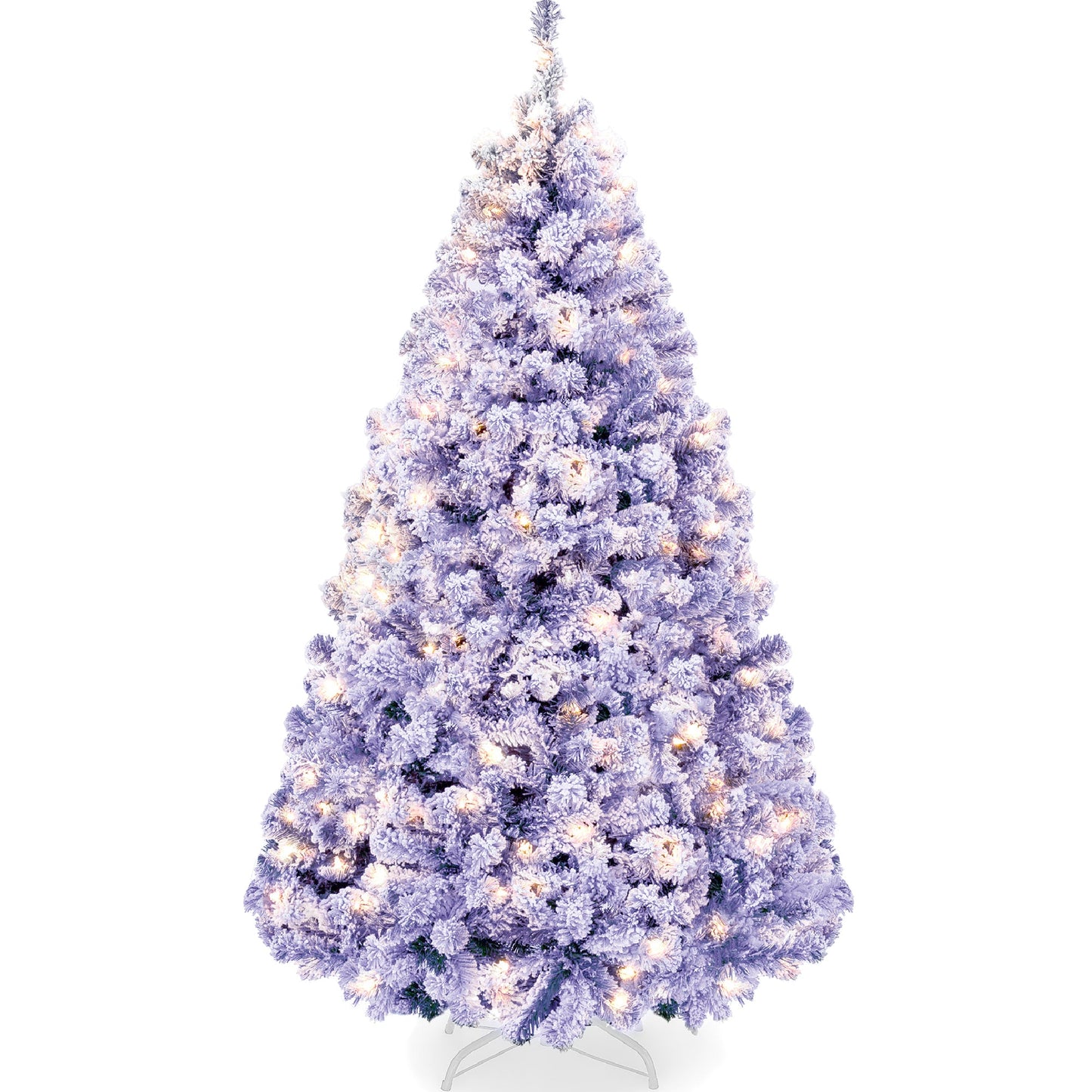 Pre-Lit Lavender Flocked Artificial Pine Christmas Tree w/ White Lights