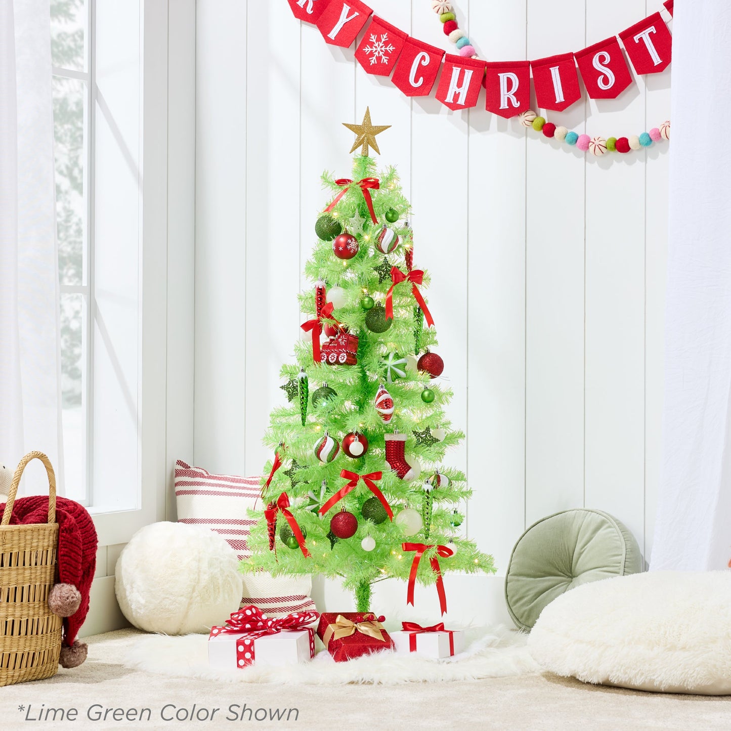 Prelit Colorful Mini Spruce Christmas Tree w/ LED Lights - 4ft