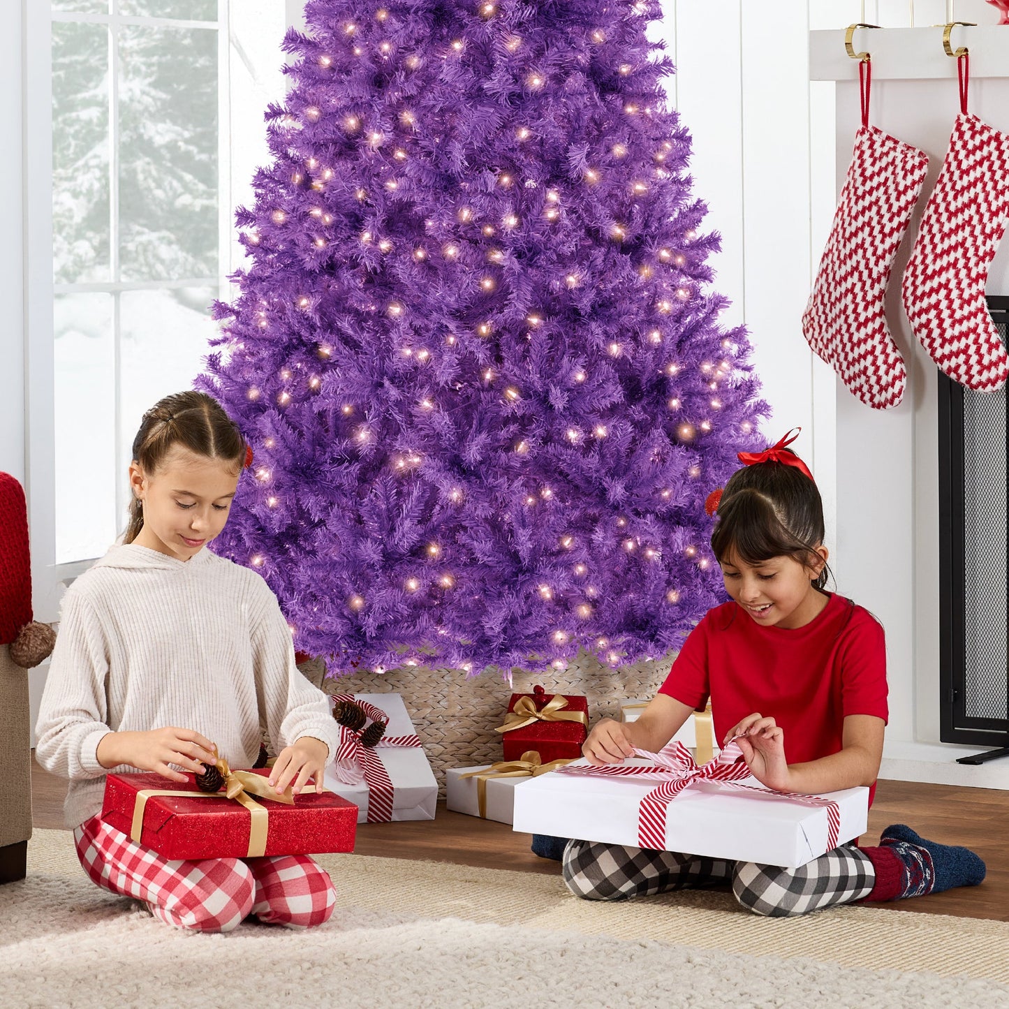 Pre-Lit Artificial Purple Christmas Tree w/ Incandescent Lights