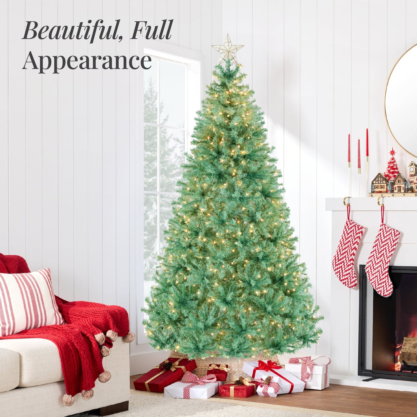 Pre-Lit Artificial Sage Green Christmas Tree w/ Incandescent Lights