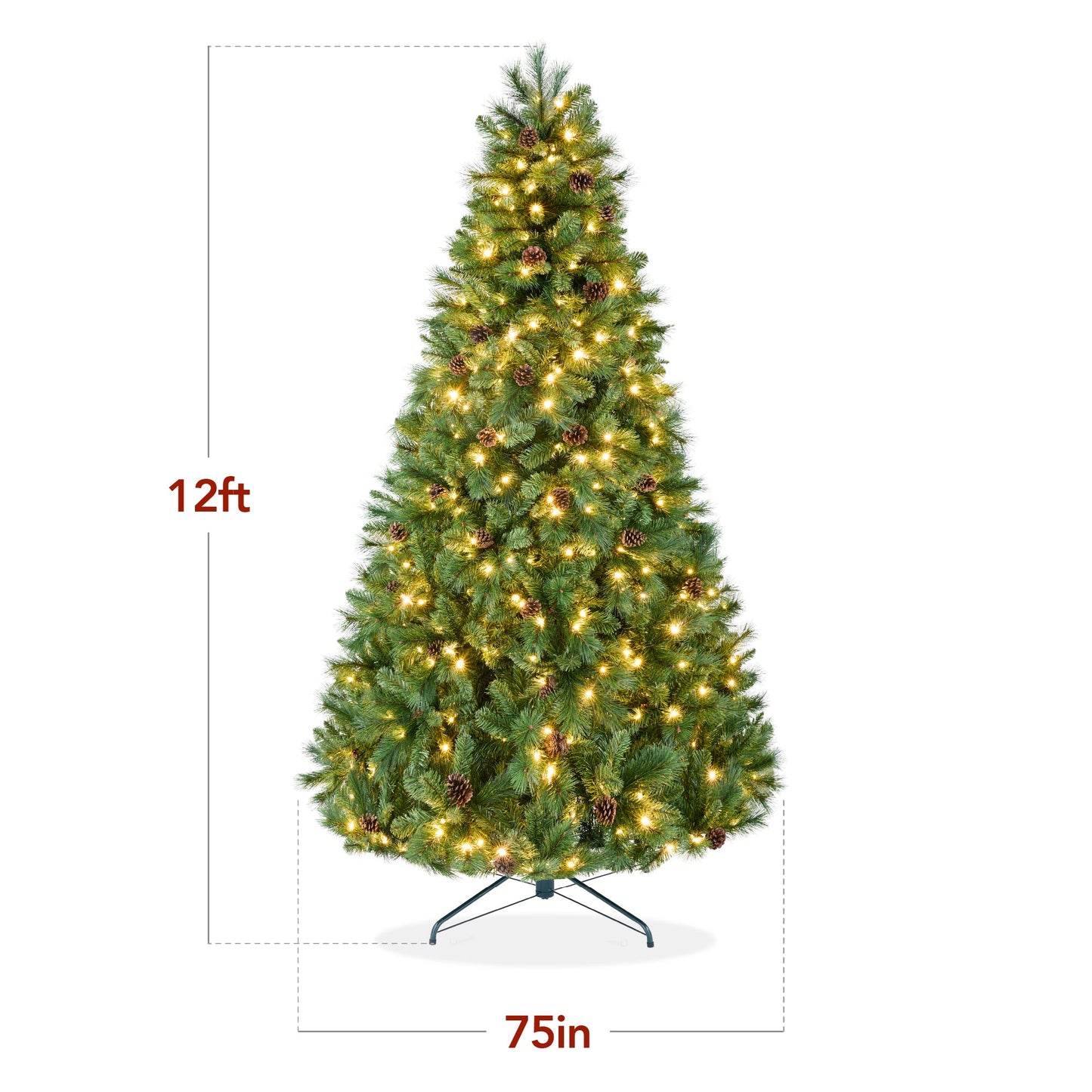 Pre-Lit Artificial Scotch Pine Christmas Tree w/ Metal Stand