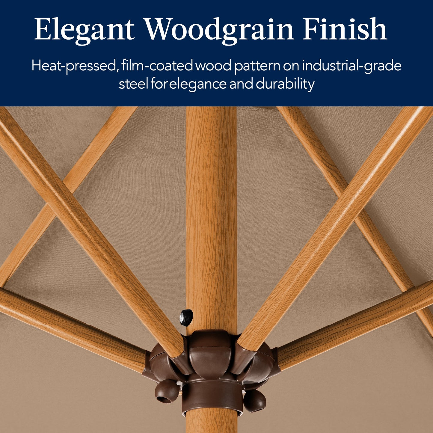 Outdoor Woodgrain Pattern Patio Umbrella Decoration w/ Tilt, Crank - 10ft