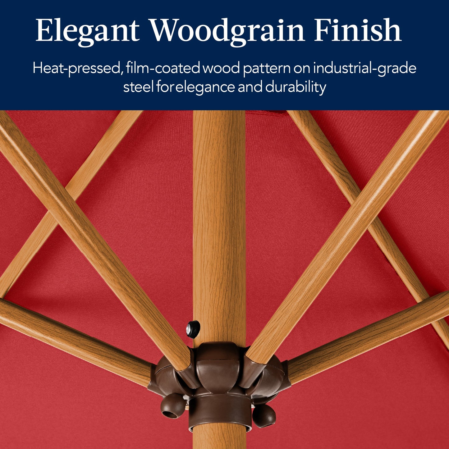 Outdoor Woodgrain Pattern Patio Umbrella Decoration w/ Tilt, Crank - 10ft