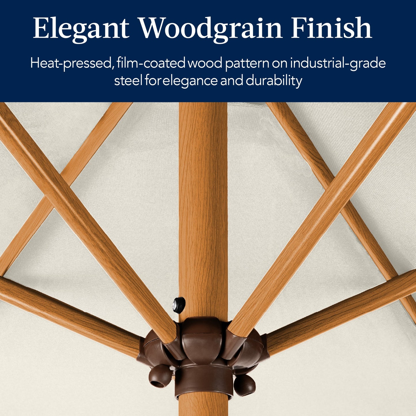 Outdoor Woodgrain Pattern Patio Umbrella Decoration w/ Tilt, Crank - 10ft