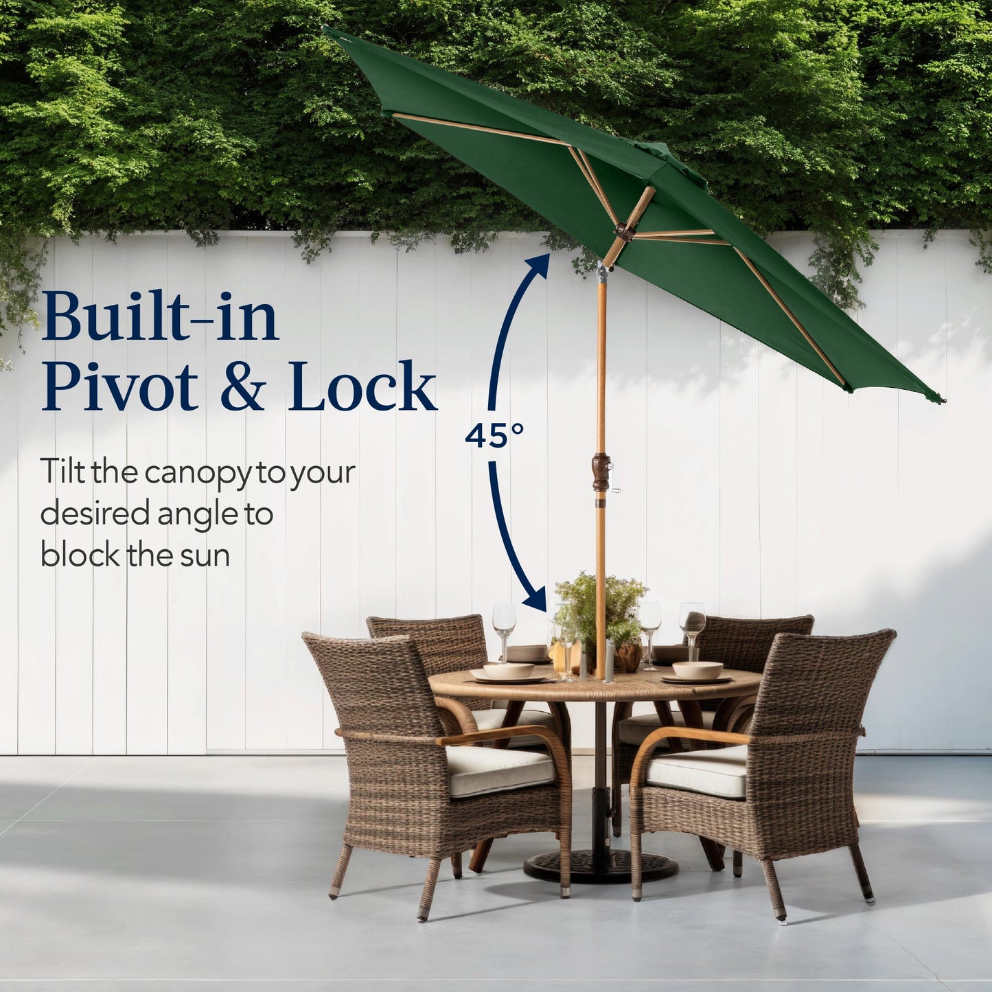 Outdoor Woodgrain Pattern Patio Umbrella Decoration w/ Tilt, Crank - 10ft