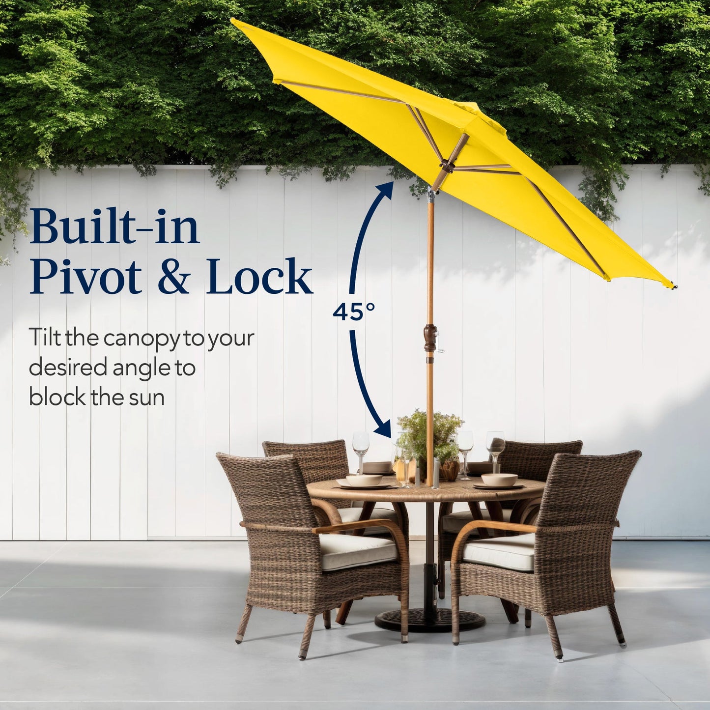 Outdoor Woodgrain Pattern Patio Umbrella Decoration w/ Tilt, Crank - 10ft