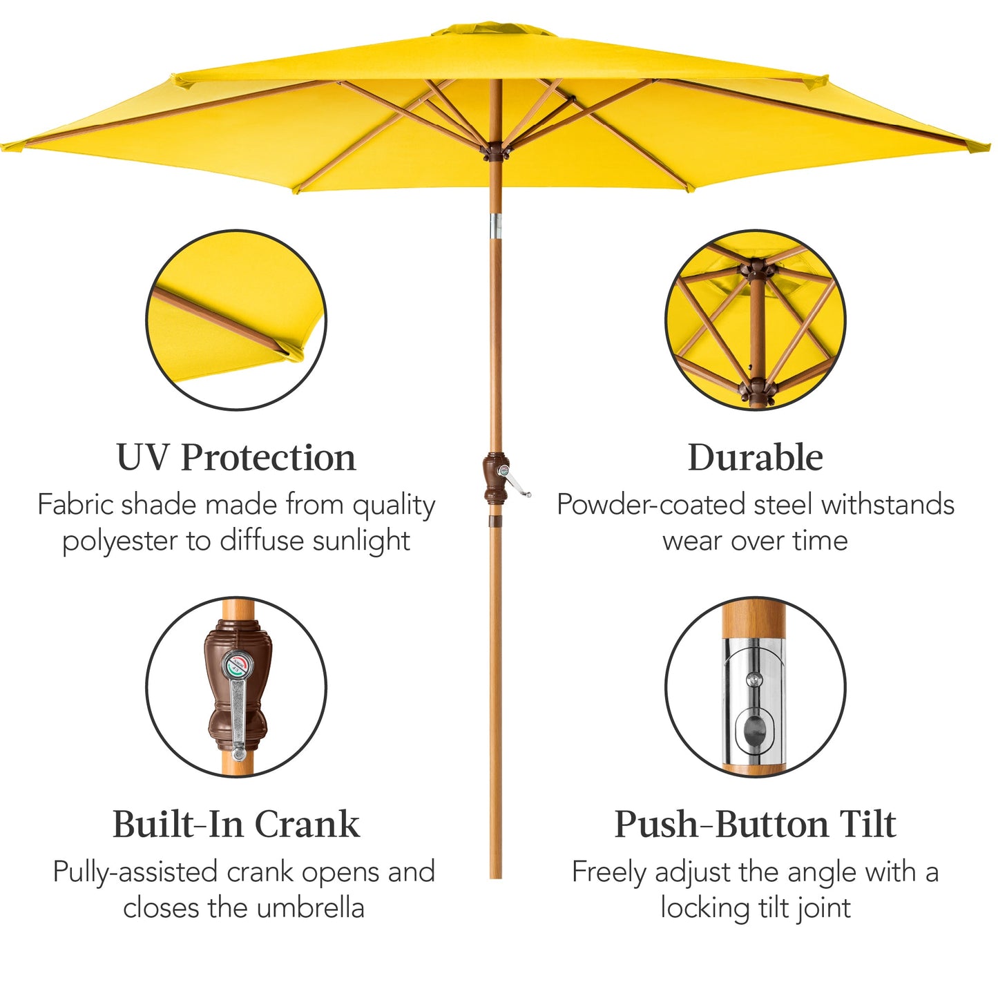 Outdoor Woodgrain Pattern Patio Umbrella Decoration w/ Tilt, Crank - 10ft