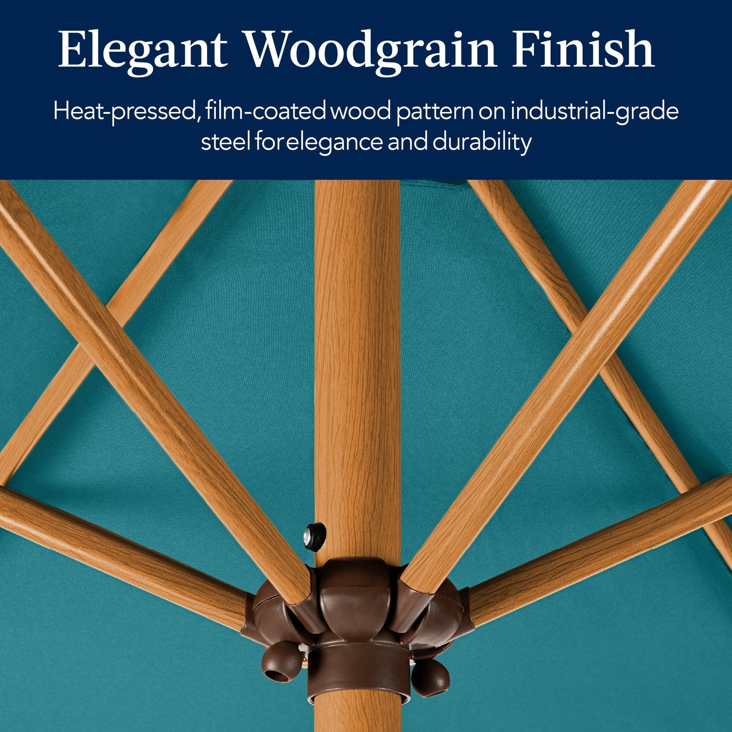 Outdoor Woodgrain Pattern Patio Umbrella Decoration w/ Tilt, Crank - 10ft