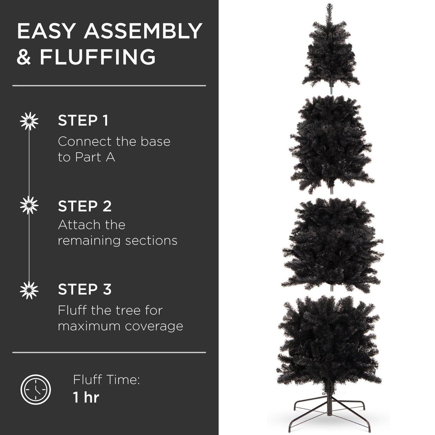 Black Artificial Pencil Holiday Christmas Tree